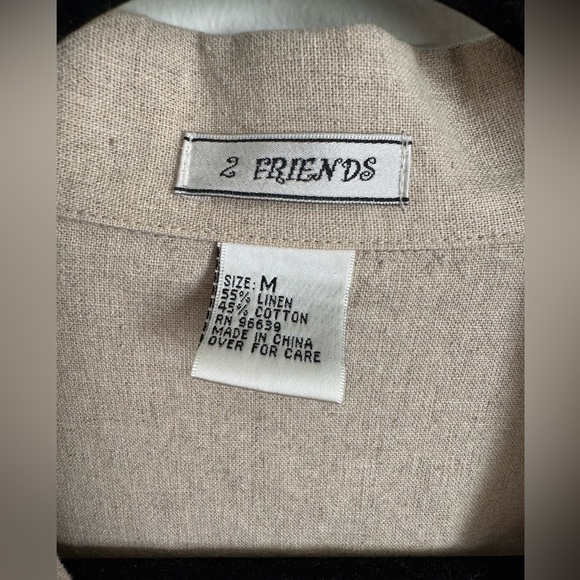 90s vintage FRIENDS Beige Linen-Cotton Blend Blouse - Picture 3 of 5